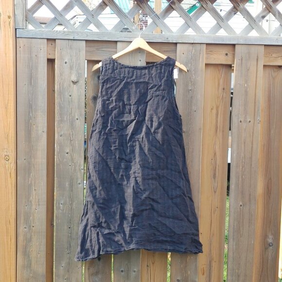 FLAX Striped Tunic Dress Women's Size M 100% Linen - Picture 2 of 5